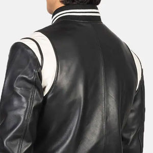 Chaqueta universitaria de cuero con bordado personalizado para hombre, logotipo de chenilla, botones y cremallera, chaqueta universitaria de PU, diseño urbano - Product Image 5