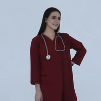 Gommage d'hôpital à manches longues 100% coton uniforme d'infirmière médecin blouse de laboratoire