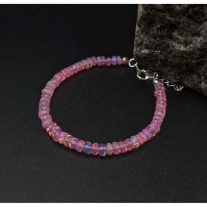 AAA+ Pink Ethiopian <b>Opal</b> Beaded <b>Bracelet</b> with Garnet Amethyst Pearl Diamond and Agate Trendy Religious Style Perfect Gift - Product Image 5
