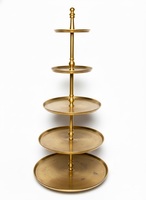 Élégant support à gâteau en métal doré à 5 niveaux, présentoir à desserts moderne et luxueux, décoration de centre de table pour mariage, fête ou événement