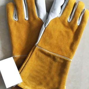 ถุงมือเชื่อมหนังวัวลายไม้ใช้งานได้ยาวนานทนทานสำหรับงานอุตสาหกรรมสารหน่วงไฟบาร์บีคิวก่อสร้างทนไฟ - Product Image 6