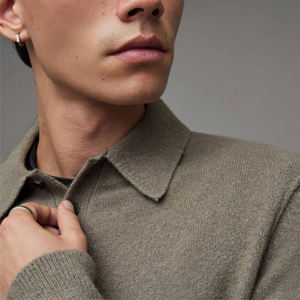 Polos de manga larga para hombre, camisa informal, cuello vuelto a la moda con rayas y botones de bloque de color, tela de punto de talla grande - Product Image 5