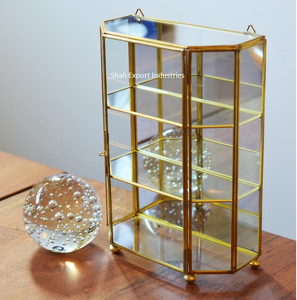 กล่องแก้วสีทองคุณภาพสูงตกแต่งผนังกล่องทองเหลือง/แก้วโบราณสำหรับจัดระเบียบและกล่องเก็บของ - Product Image 2