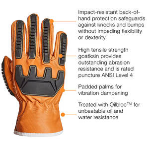 Construction extérieure robuste niveau 5 résistant aux coupures respirant Impact Tpr peau de vache cuir travail sécurité gants de travail - Product Image 3