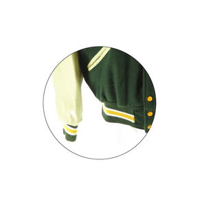 Chaqueta Varsity de Hombre con Mangas de Cuero, Cuello Alto, Invierno, Lona Ecológica, Cortavientos, Impermeable, Colores Personalizables, Estilo Urbano - Product Image 5