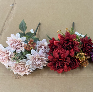 Grosir bunga buatan Faux hitam <span class=keywords><strong>Dahlia</strong></span> kalung buket 47CM ZR3542 <span class=keywords><strong>Dahlia</strong></span> bunga palsu - Product Image 1