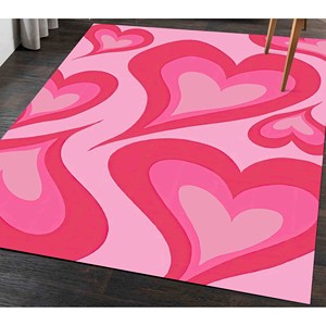 Alfombra Rosa con Corazones para Habitación de Niña: Alfombra Infantil Antideslizante, Alfombra Delgada No Tejida - Product Image 3