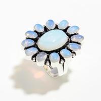 Bague de fiançailles et de mariage pour femme, en opale laiteuse de forme ovale, plaquée argent 925, faite à la main, style bohème tendance, cadeau délicat