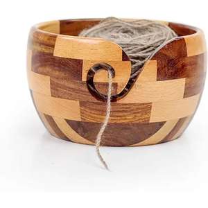 Bol en fil de bois attrayant au look incroyable avec bol en crochet fabriqué à la main avec gravure laser personnalisée d'Inde - Product Image 6