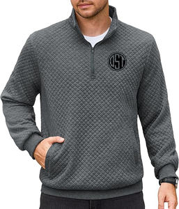 Top Classé Hommes 2025 Tendance Regular Fit Hoodie Meilleure Qualité Matériel Conception Personnalisée 1/4 Quarter Zip Brodé Uni Teint - Product Image 6