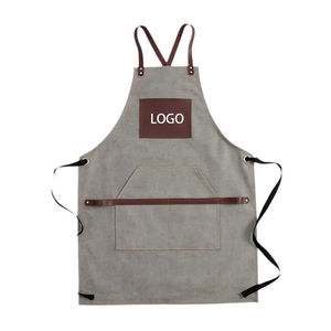 Delantal de cocina sin mangas con babero vintage personalizado con correas de cuero para camareros - Product Image 2