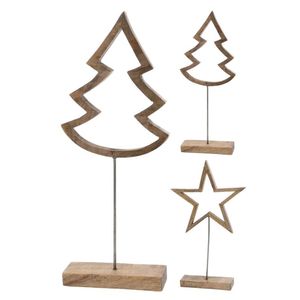 Set of 3 metal star and wooden tree <b>Christmas</b> centerpiece for table settings with natural holiday elegance and <b>charm</b> - Product Image 3