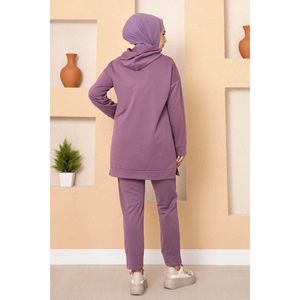 Ensemble de survêtement modeste avec demi fermeture éclair violet - Product Image 3