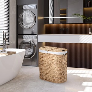 Panier de tri ovale à double couvercle tissé à la main durable, panier de rangement fait à la main, vente en gros, écologique, fabriqué au Vietnam - Product Image 5