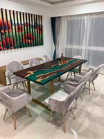Tables à manger en résine époxy indienne, imperméables et peintes à la main, en forme de fleur, meubles de salle à manger modernes de luxe pour la décoration de la maison