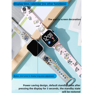 Nuovo Orologio Smart LED Quadrato Stampato alla Moda, Cinturino Colorato con Cartoni Animati, Edizione Studenti - Product Image 5
