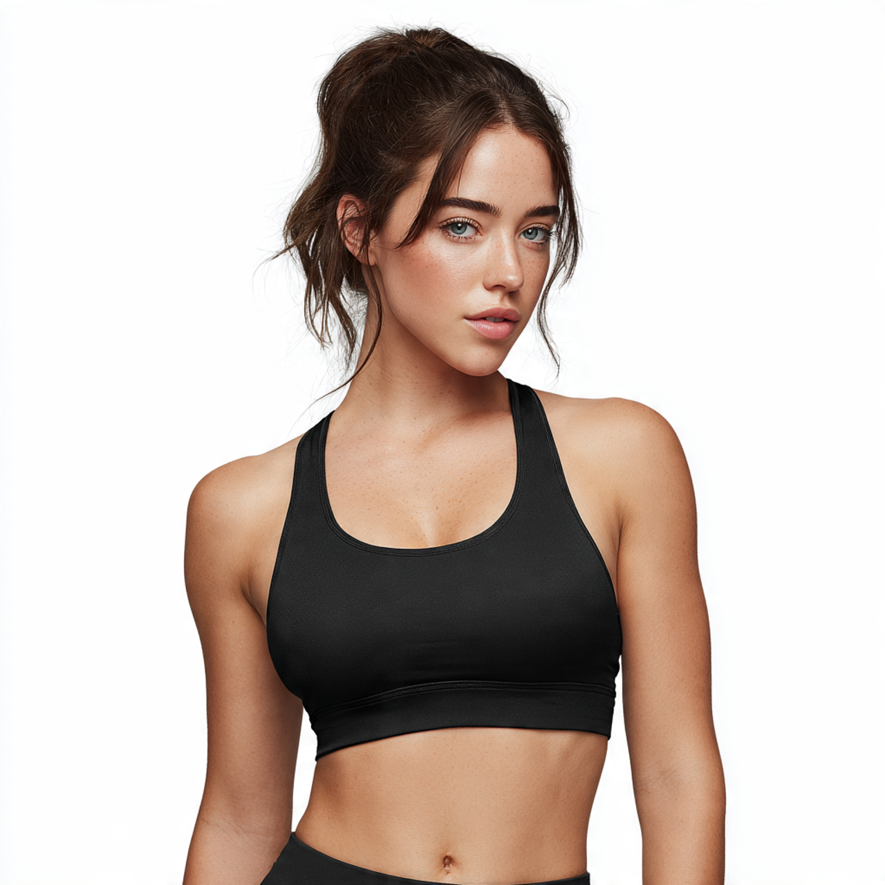 Heat-Transfer Printed Racer-Back Yoga Bra for Women High Support Compression Lightweight Four-Way Stretch Polyester/Cotton