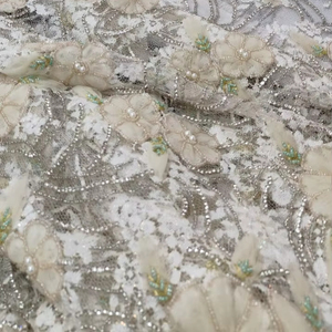 Tela de Red con Bordado de Flores 3D para Vestidos y Alta Costura - Product Image 1