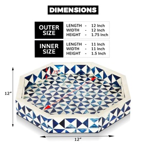 Gani Craft Impex Plateau de service en résine blanche de haute qualité avec incrustation en forme de rectangle - Product Image 5