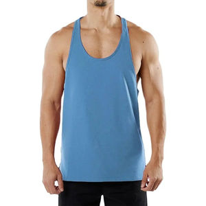 2025 hombres Top estilo sin mangas camiseta sin mangas hecha a medida transpirable Color sólido algodón y Spandex de talla grande camisetas sin mangas asequibles hombres - Product Image 1