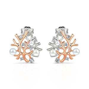 Boucles d'oreilles en argent sterling avec perles de culture Jeulia - Design Récifs Coralliens - Product Image 1