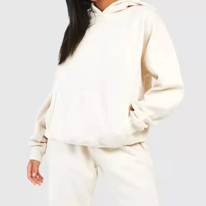 French Terry Sweat Suit Mujer Puff estampado recortado Zip up transpirable Sudadera con capucha y pantalones de chándal Jogger Set Mujer Chándal - Product Image 6