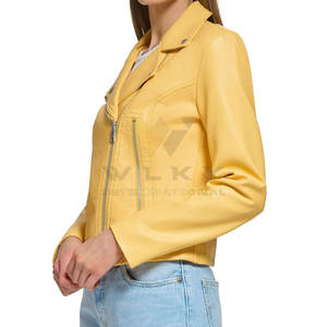 Concevez votre propre veste en cuir pour femme, veste en cuir imperméable pour femme, veste en cuir pour femme à col montant - Product Image 3
