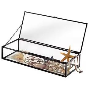 Rectangle Shape Jewelry and Cosmetic <b>Box</b> Best Quality New Designer Metal and <b>Glass</b> Jewelry <b>Box</b> - Product Image 1