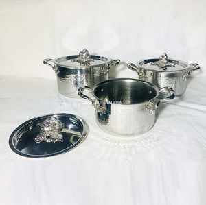 Food-Safe Hammered Stainless Steel Cookware <b>Set</b> With Golden Pumpkin Lid Luxury Kitchen Cooking Pan Hot Sale Stock <b>Pots</b> <b>Set</b> of 4 - Product Image 4