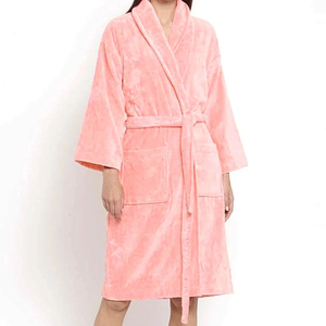 Peignoir de nuit pour femme en polyester 100 %, thermique, long, col en V, avec cordon de serrage, logo personnalisé et haute qualité - Product Image 1