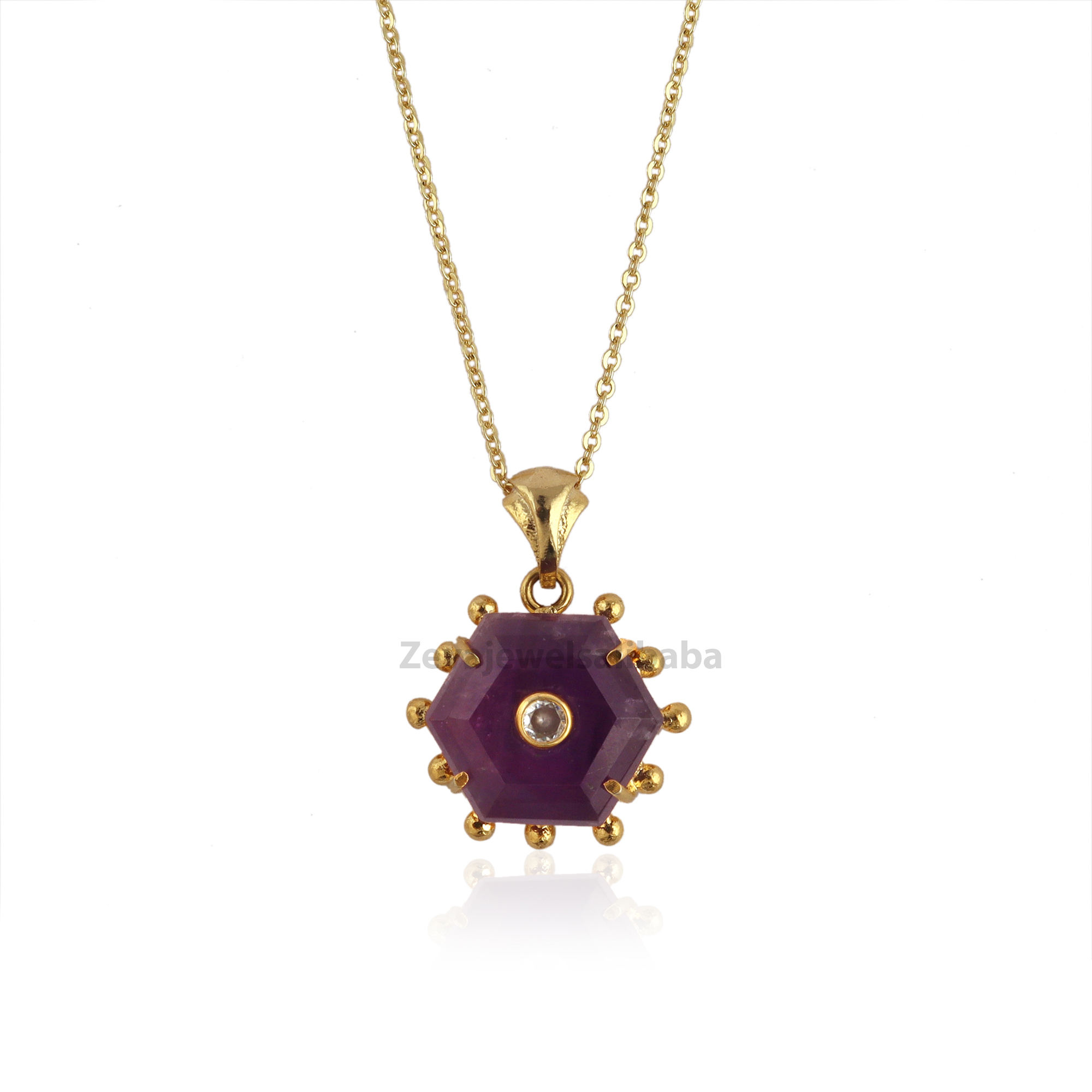 อเมทิสต์สีม่วงพร้อม CZ