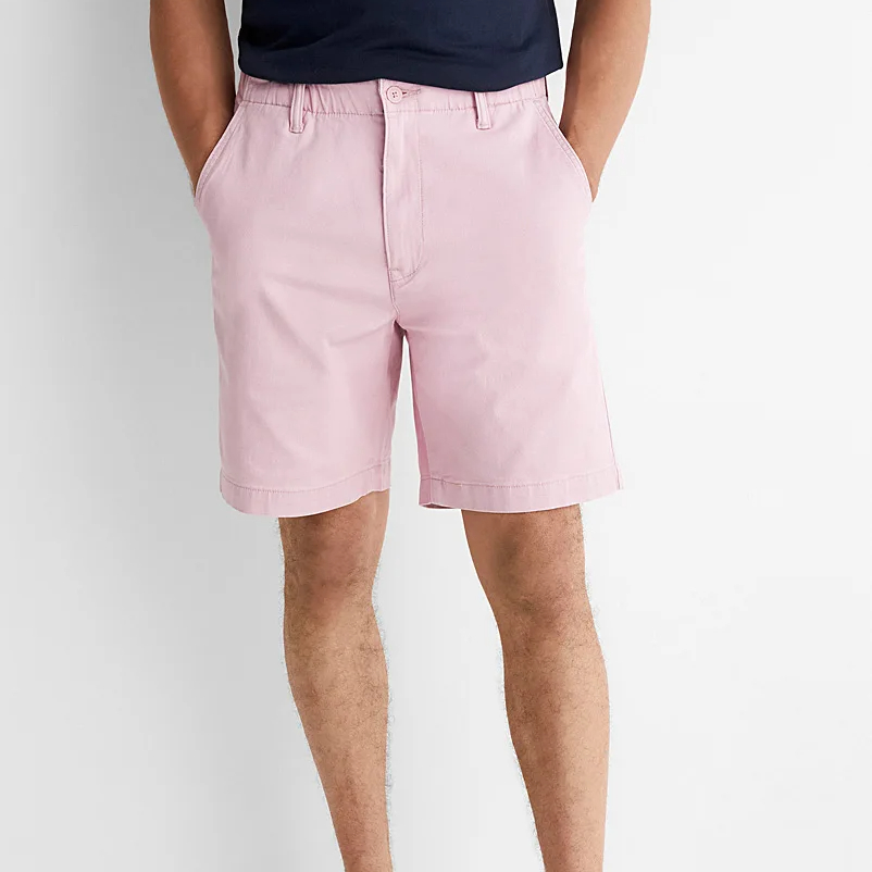 Herren gerades Sommer Chino Shorts 100 % Baumwolle Knielänge smart Chinos Shorts Vintage Herren Bermuda Übergröße Shorts