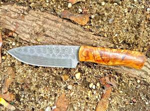 Couteau de chasse Damas personnalisé fait à la main forgé à la main lame en acier Damas gaine en cuir OEM pris en charge nouveau Design couteau de Cowboy - Product Image 5