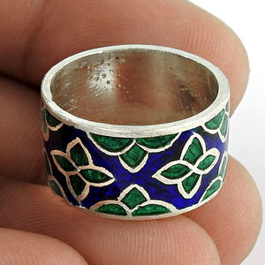 Bague en émail coloré solide 925 en argent Sterling bande de proposition de mariage en gros bijoux faits à la main prix usine bijoux élégants - Product Image 3