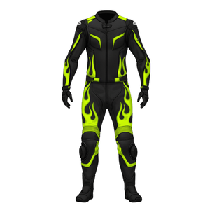 Traje de Motociclismo de Dos Piezas MotoCP de Cuero Vacuno/Canguro Negro y Amarillo para Hombre/Mujer, Mono de Carreras de Cuero para Motocicleta, Protector CE - Product Image 1