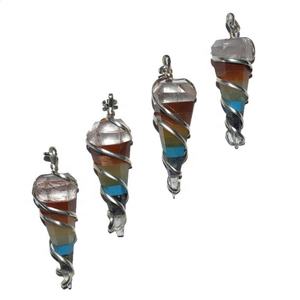 Phenom — pendentifs en pierre dorée, 9 pierres, chakra, en métal, vente en gros - Product Image 4