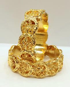 Venta al por mayor de alta calidad elegante 24K chapado en oro brazaletes de latón inoxidable pulseras de joyería de moda - Product Image 2