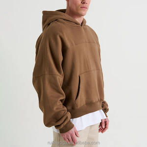 New Wholesale Men's High Quality Solid <b>Oversized</b> <b>Hoodie</b> Knitted <b>Long</b> Sleeve Plain Streetwear Hooded Collar <b>Hoodie</b> Blank - Product Image 2