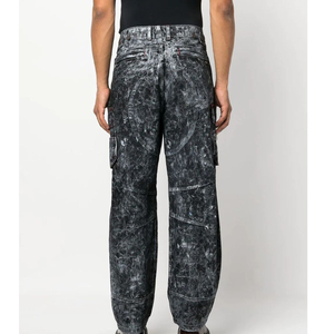 กางเกงยีนส์คาร์โก้ทรงตรงสไตล์ HN Impex รุ่นใหม่ปี 2025 สำหรับผู้ชาย ล้างสีแบบ Acid Wash ทรงลำลอง เอวยางยืด ระบายอากาศได้ดี สีดำ - Product Image 4