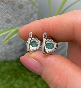 Boucles d'oreilles en émeraude naturelle et spinelle noir, en argent sterling 925, bijoux fins pour femmes - Product Image 6