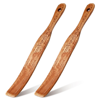 Tourneur de levain en bois atteignant le fond du pot fouet à pâte haute résistance à l'humidité spurtle en bois