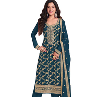Femme Porter TV Série Actrice Style Pure Viscose J-card Avec Fil À Broder Travail Trois Pièces Salwar Costume De Surat En Ligne
