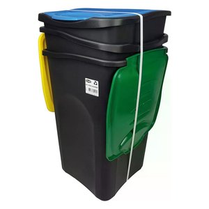 Pattumiera differenziata (50Lt) 3 piezas Reciclaje ECOGREEN Negro multicolor PF70693 - Product Image 2