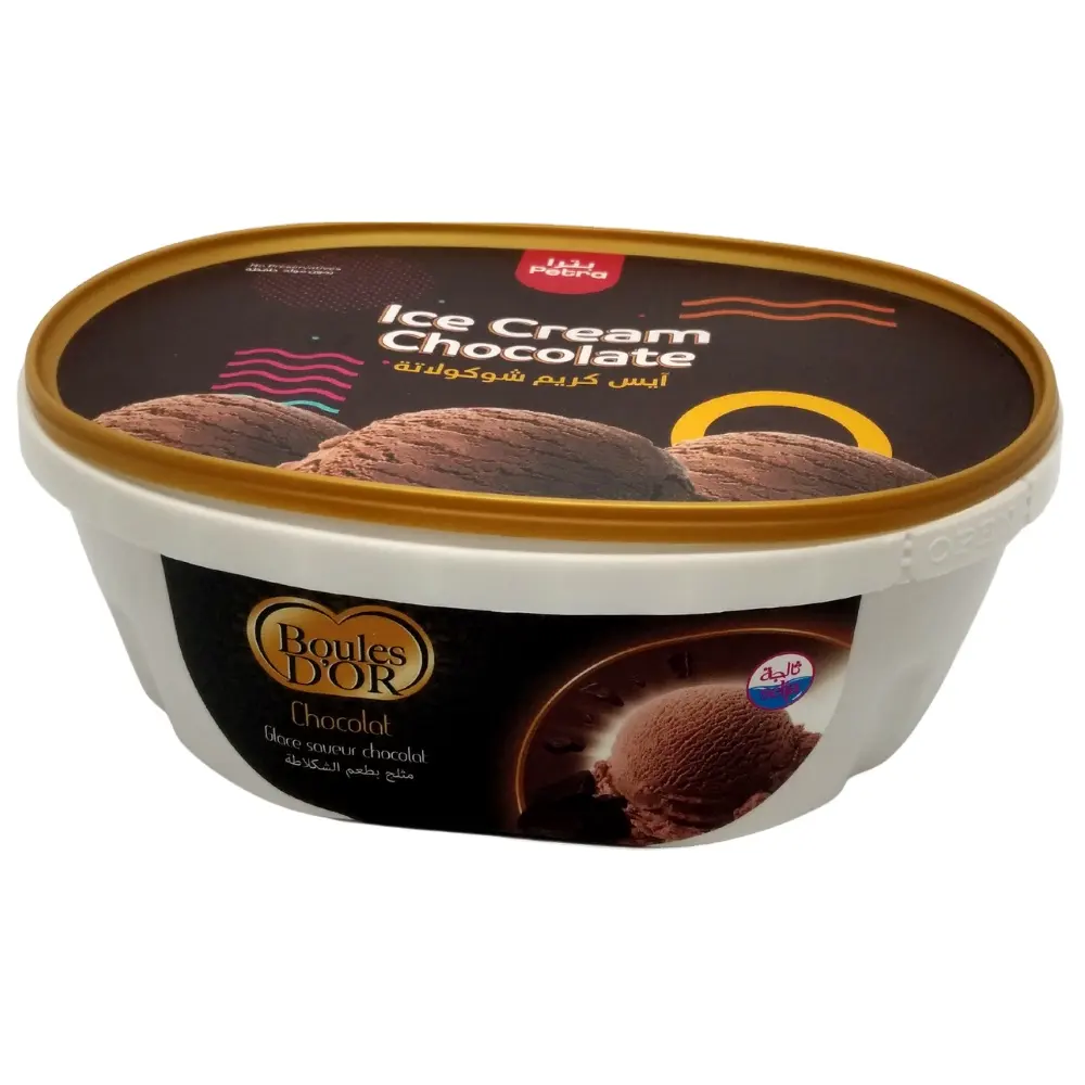 Tinas de helado con tapas, contenedores de embalaje de Material plástico PP reciclable para helado, IML OEM personalizados, 40 oz, venta al por mayor