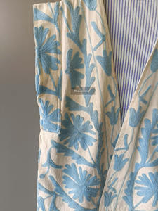 Suzani-Chaqueta blanca de algodón sin mangas, abrigo Floral, Chaqueta corta bordada - Product Image 5