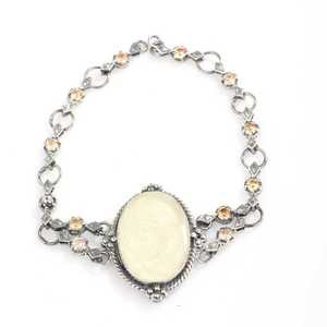 925 Sterling Silver Customized Antique <b>Byzantine</b> Fashion Body Chain <b>Bracelet</b> with Citrine Stone for Daily Wear - Product Image 6