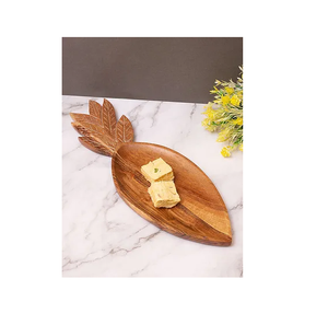 Assiette de petit-déjeuner en bois naturel avec cuillère Assiette à dessert Dîner Assiette à collation en bois Couleurs en bois naturel - Product Image 3