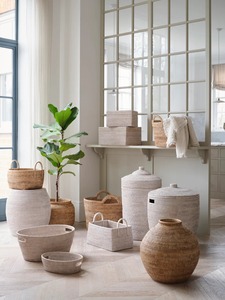 Panier à linge rond en rotin naturel - Rangement multifonctionnel moderne et écologique - Product Image 2