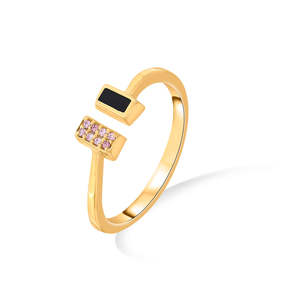 แหวนพลอยทรงเจ้าหญิงชุบทอง 18K ไทเทเนียมสไตล์วินเทจอินเทรนด์ - Product Image 4