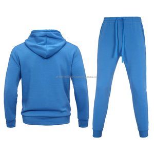 Premium Winter 2-Piece Reversible Solid Hooded Jogging Suits Casual Athletic Sports 100% Cotton <b>Velour</b> Drawstring Closure - Product Image 2
